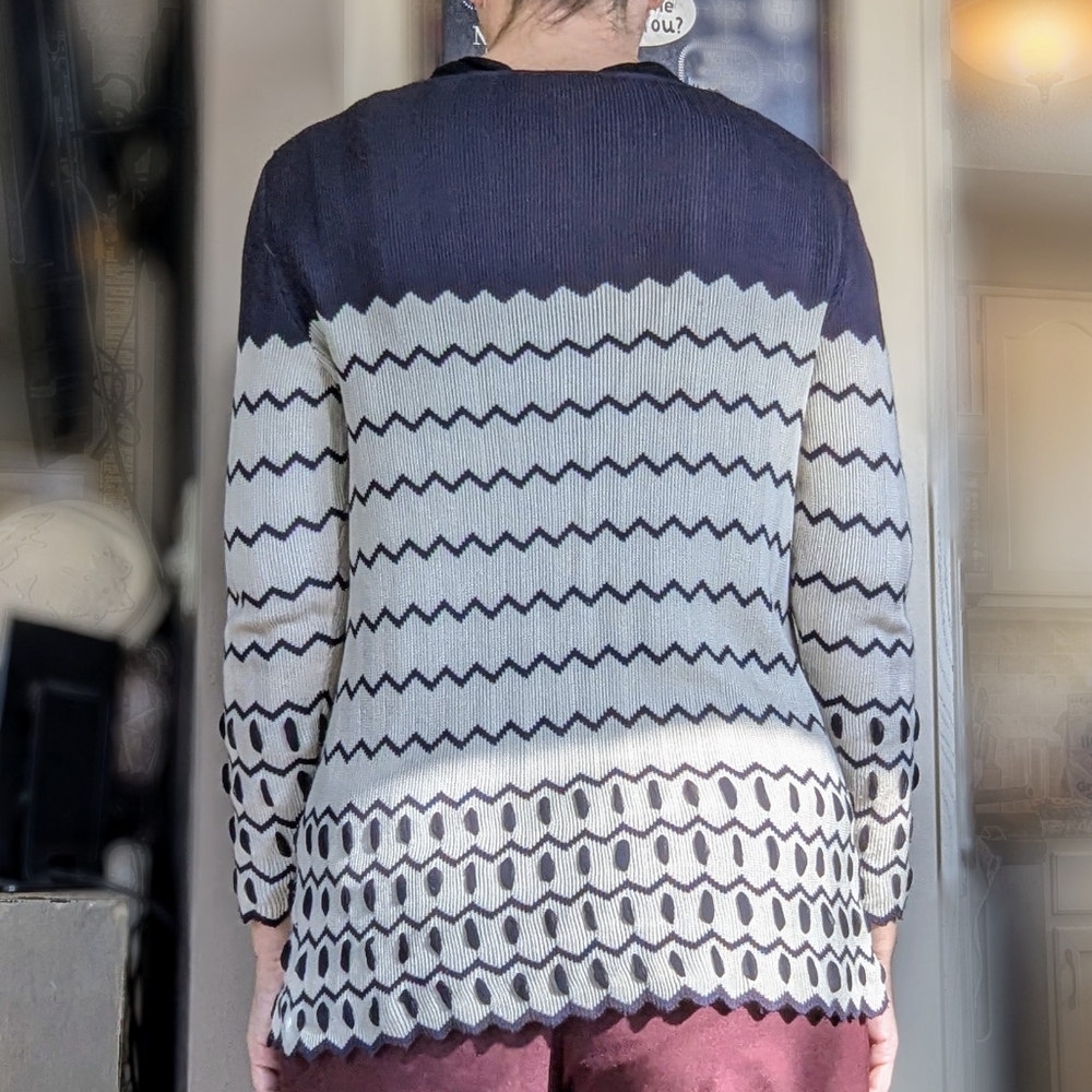 TORY BURCH silk cardigan sweater M L - Picture 5 of 12